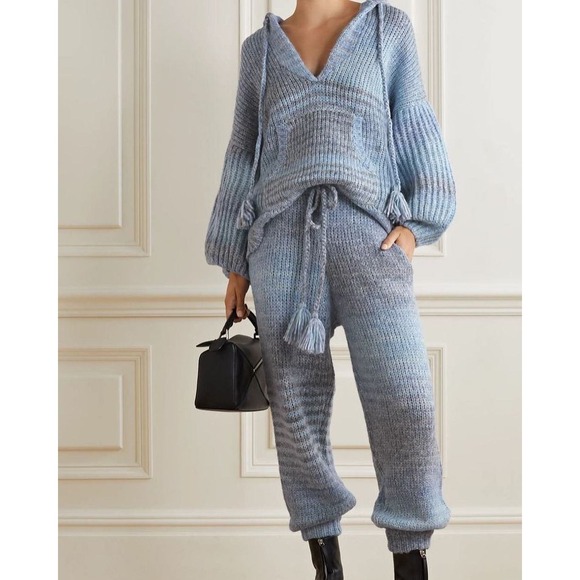 LoveShackFancy Blossom Knit Pants Superfine Alpaca Blend Tassel Drawstring S - Picture 1 of 8